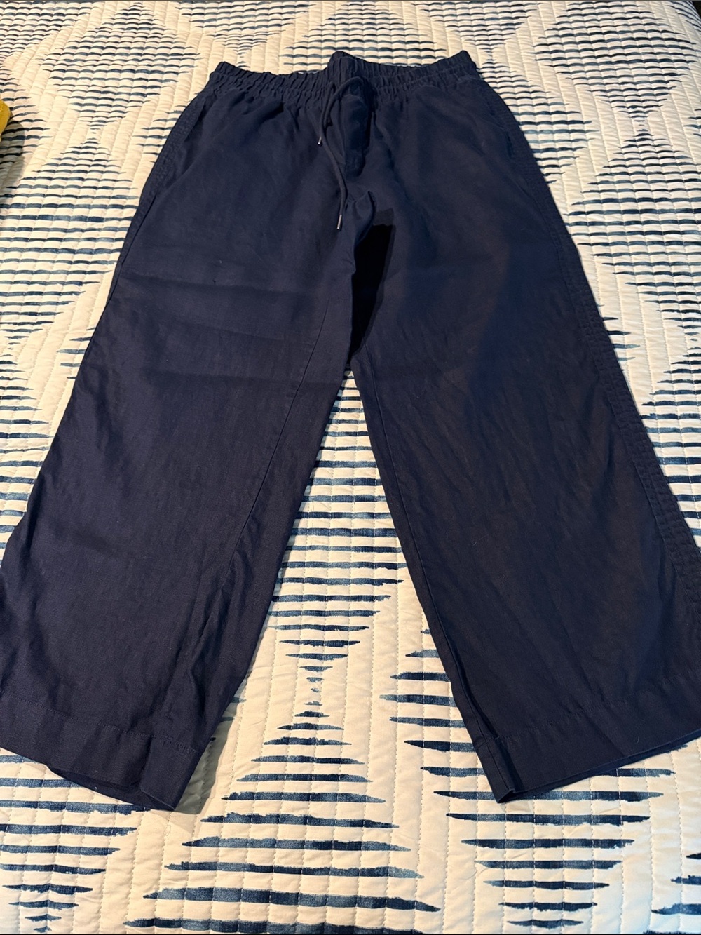 Quince Navy Wide-Leg Drawstring Pants